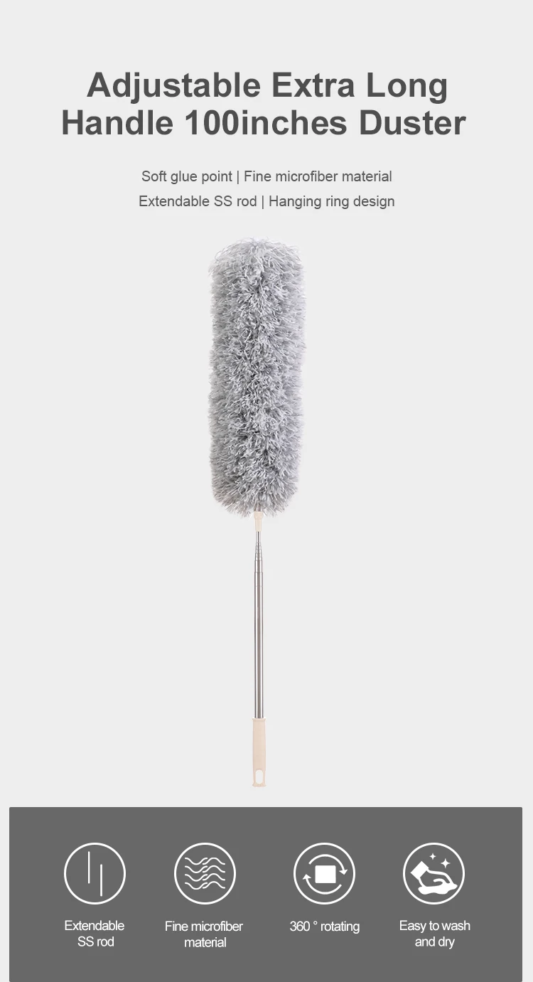 Adjustable Extra 360 Free Bending Rotation Long Handle 100inches Duster