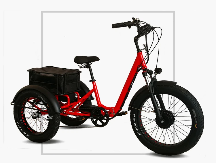 Electric Tricycle 24 Inch Fat Tire 3 Wheel E Bike 48v 500w Electric ...