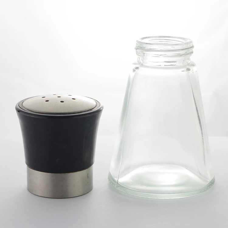 批发70毫升厨房烧烤调味瓶胡椒或香料玻璃瓶用带有金属孔盖的调味品