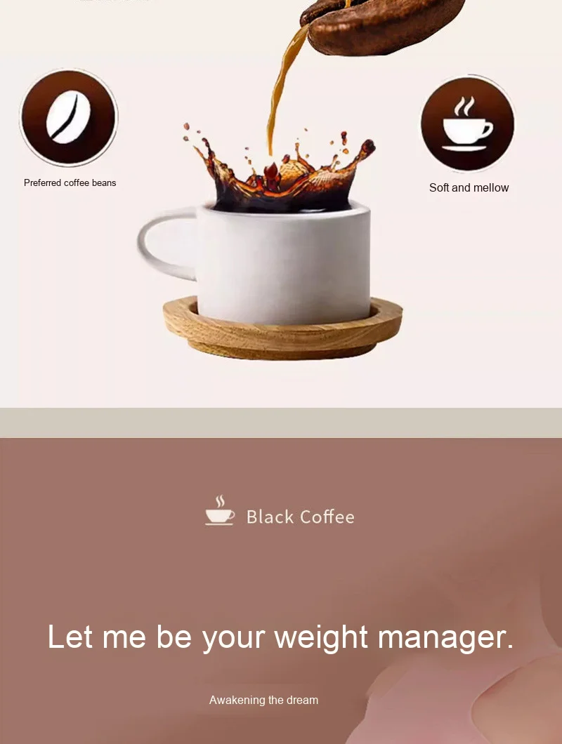 L-Carnitine Ketone Instant Coffee Powder Low Carbohydrate Fast Weight Loss Fat Burning Mellow Bitter Flavor Available Chocolate