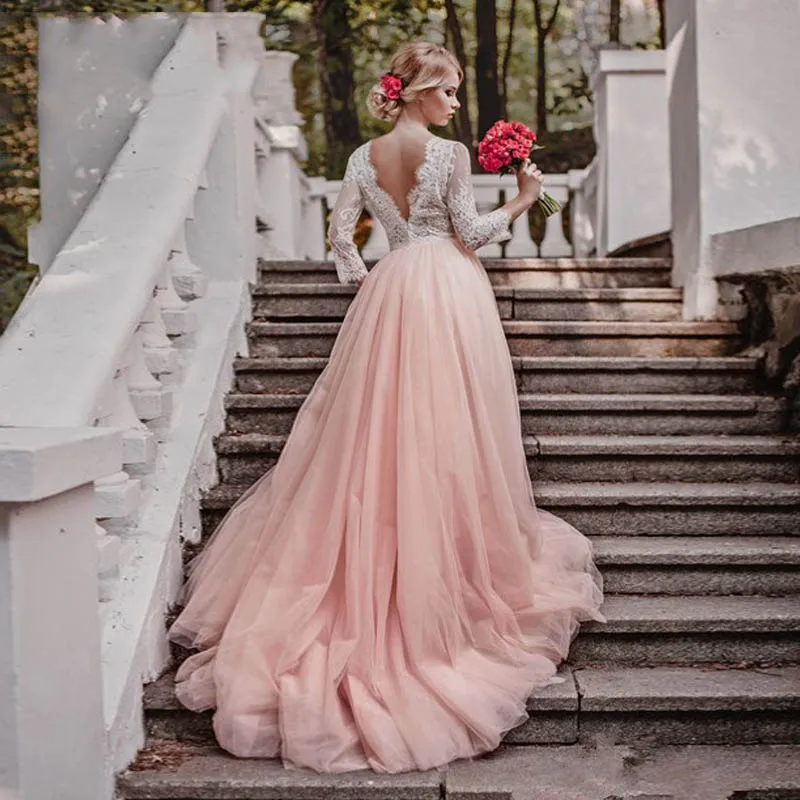 Pink White Wedding Dress