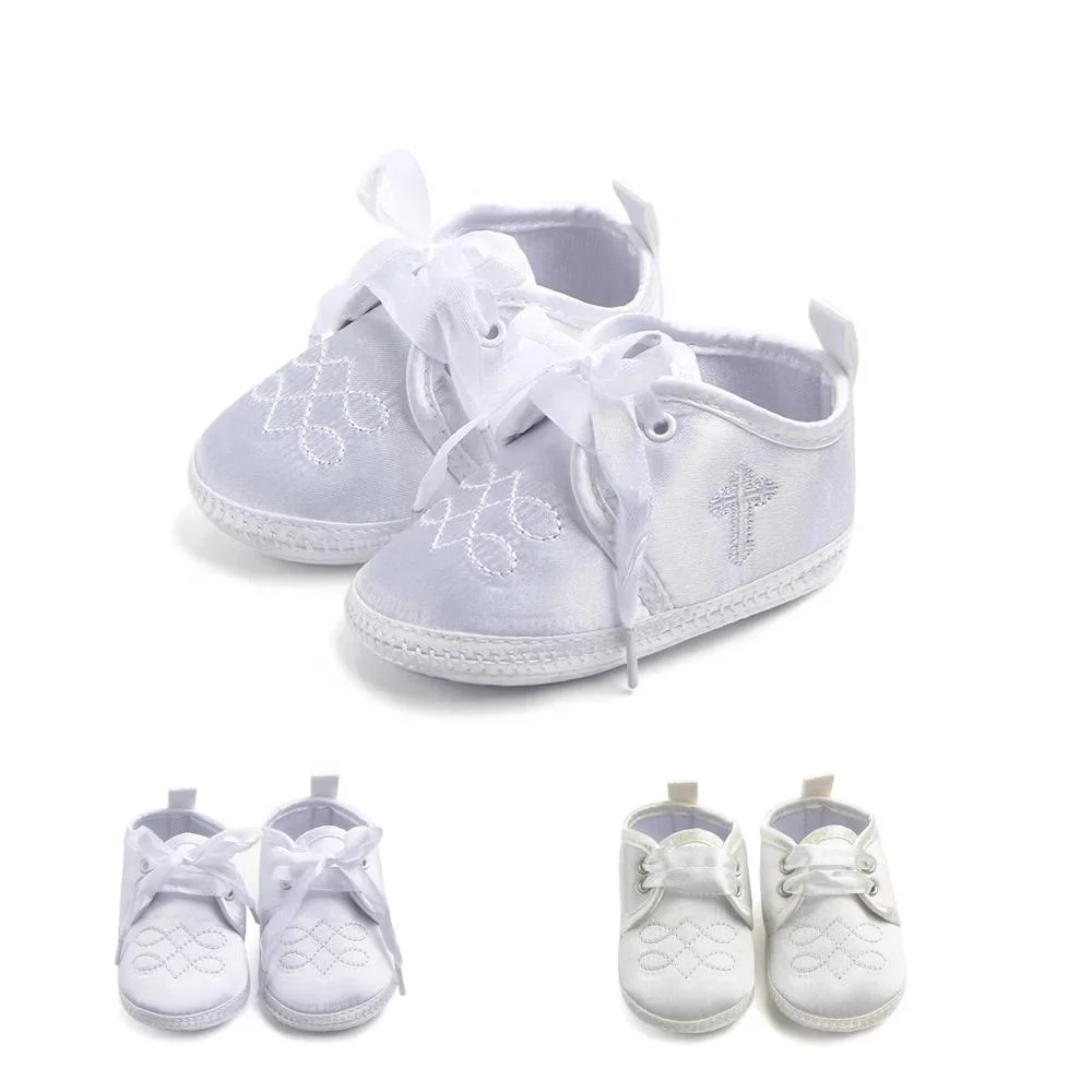 baby boy satin christening shoes