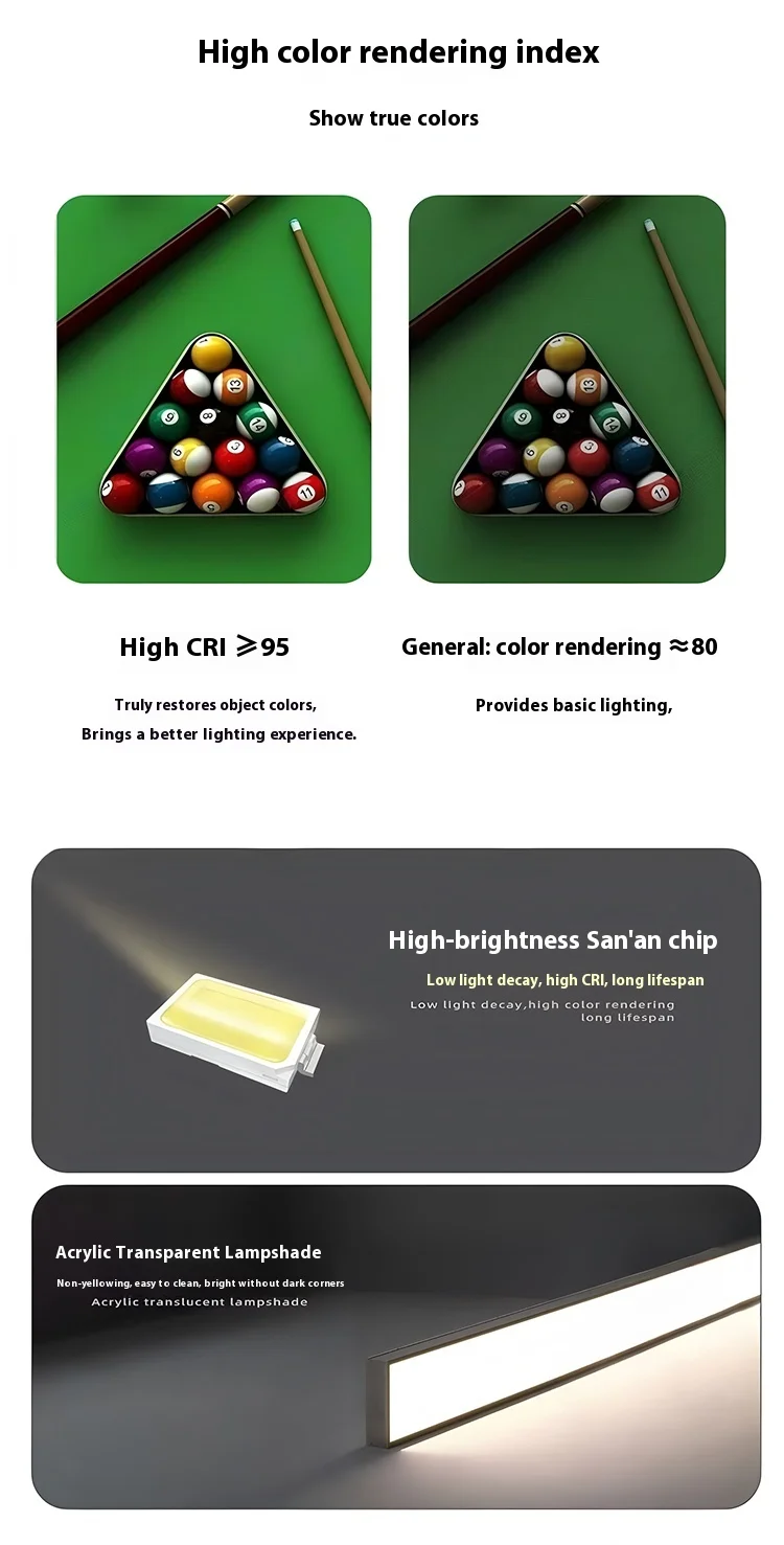 product professional full body illuminated shadowless billiards pendant light style for billiard hall room ceiling lights for atmosphere-7