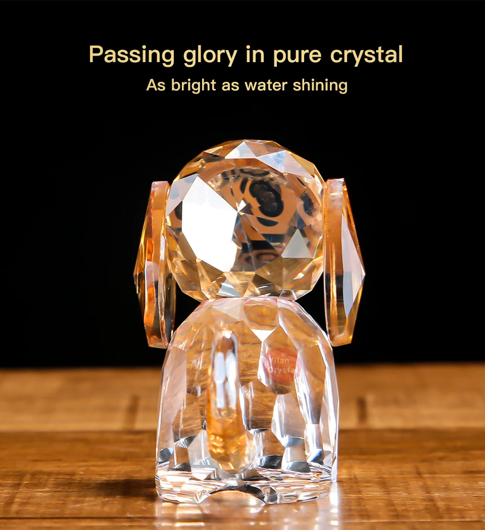 批发漂亮的水晶狗水晶动物雕像最新设计情人节礼物