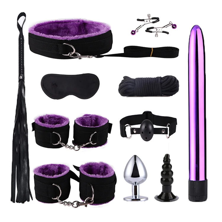 11 Pacs Sex Toys Set For Men Women Bdsm Bondage Restraints Kit Ball Gag