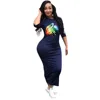 CM601 sexy Colour lip long skirt fashionable Half sleeve O-neck solid color multicolor personalized women casual dresses