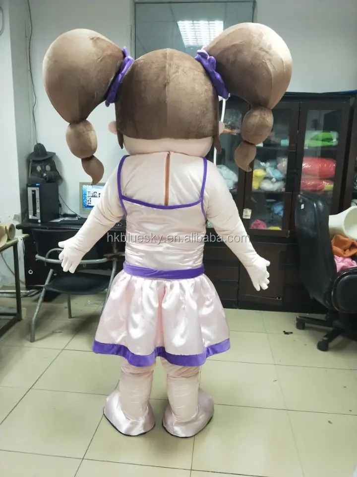 2020 Brown Hair Dance Girl Mascot Costume,Logo Can Be Changed - Buy