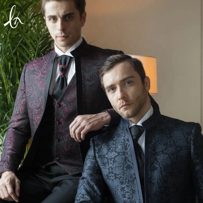 2019 Turkish Men Suits Luxury Printed Tuxedos Wholesale 3 Piece Suit ...
