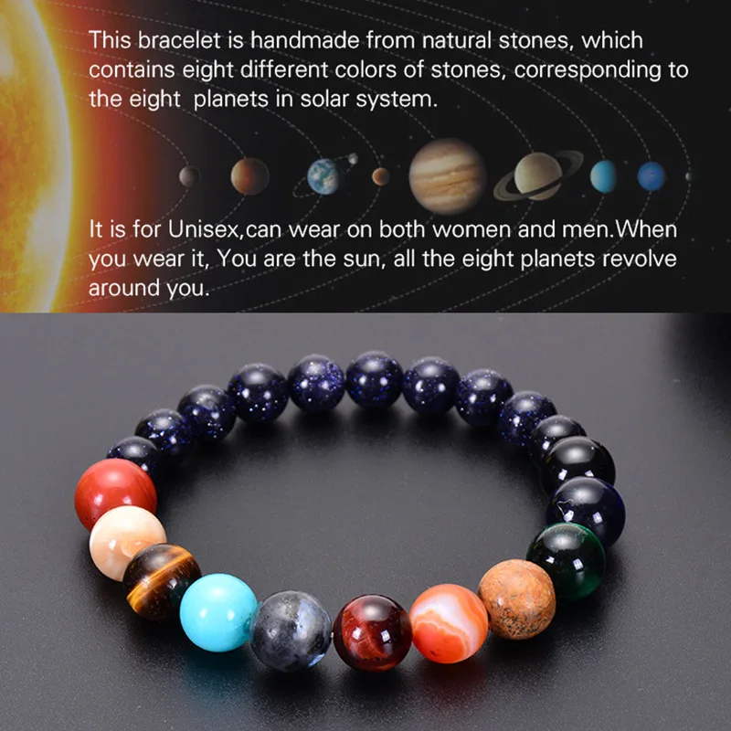 Believe London Solar System Bracelet with Jewelry Bag & Meaning Card Adjustable Bracelet to Fit Any Wrist 9 Planets Galaxy Universe Guardian 