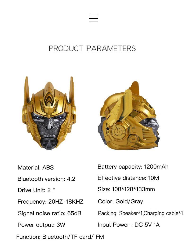Amazon new arrival Unique Electronic Gadgets Optimus Prime Portable 1200 mAh Speaker TF card bluetooth cartoon speaker - ANKUX.COM