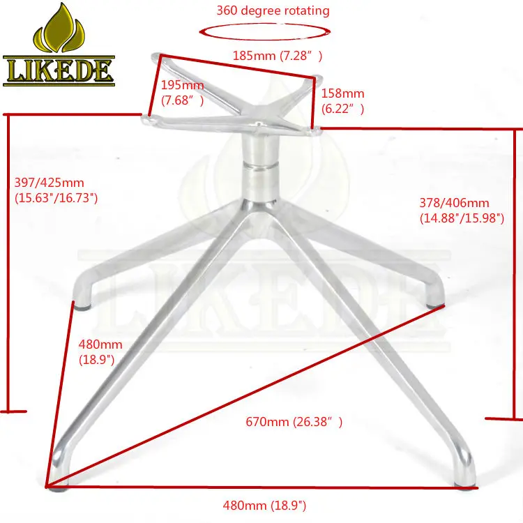 High Quality Aluminum Swivel Chair Base Metal Tube Sofa Legs Furniture Accessories
