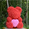 Foam Teddy Bear Holding Heart Rose for Birthday Party Decoration
