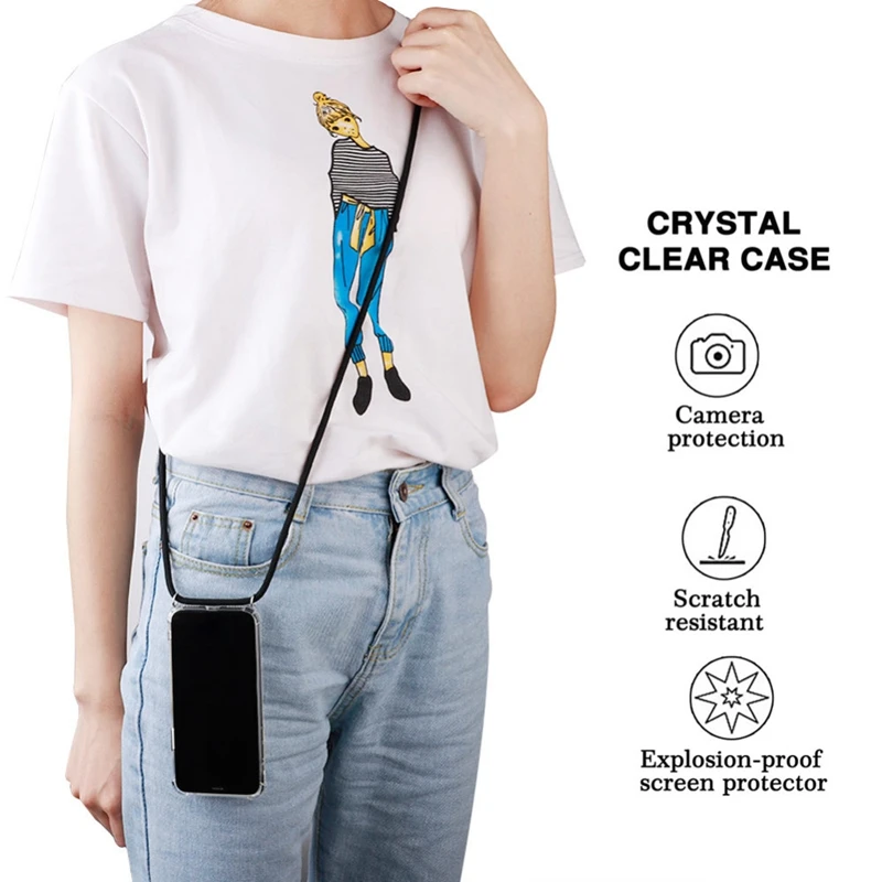 Necklace Chain crossbody phone case, Mobile Phone Case with Strap, Fashion necklace phone case For iPhone XS MAX