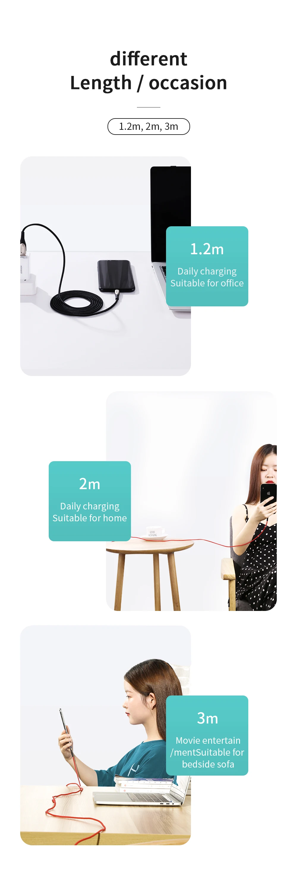 Joyroom data charger top selling led light fast 3m micro usb cable