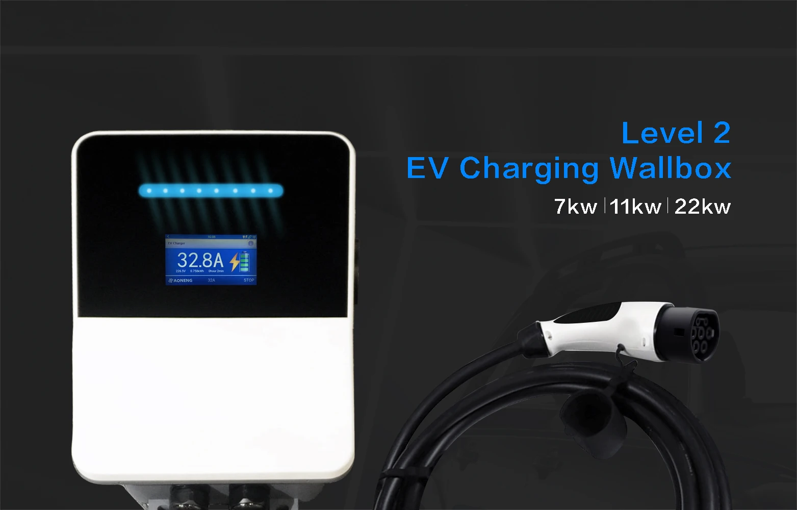 Mid Meter Ev Charging Station Evse Electric Car Charging Station 22kw