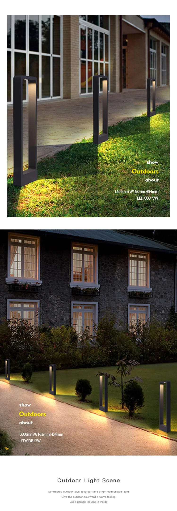 300mm 600mm 800mm 7w IP54 Aluminum Lawn lamp outdoor waterproof modern villa garden lamp