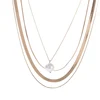 Unique Design Multilayer Chain Trendy Women Girl Party Sexy Necklace Pearl Drop Long Multi Layer Necklace