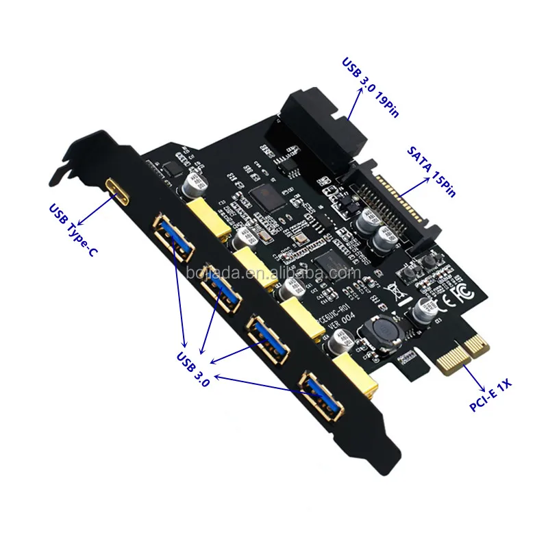 chenpaif 5 Anschlüsse PCI-E PCI Express Karte an USB 3.0 19 Pin Anschluss 4 Pin Adapter Für Win 