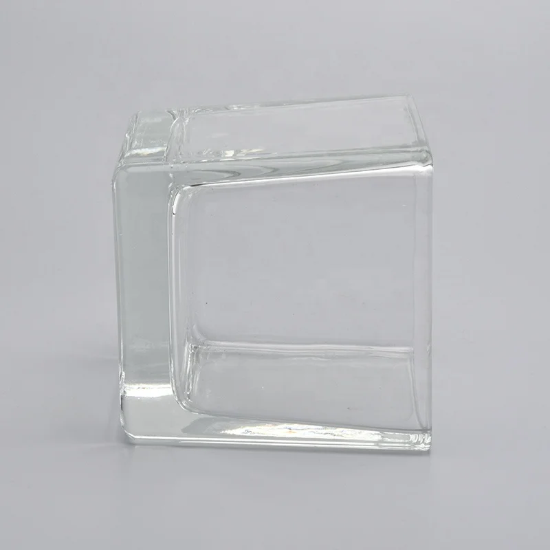 Square Glass Candle Jars With Different Surface decoration
