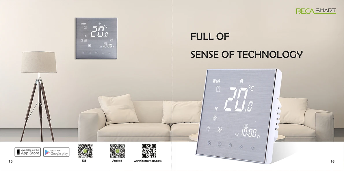 BECA BHT-001 WIFI Voice Control Electric Heating Room Thermostat Support  online purchase - Xiamen Beca Energysaving Technology