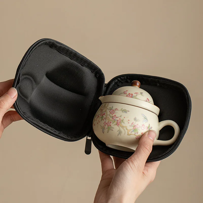 product hot sale portable ceramic metal tea set portable tea cup water separation tea setting for office outdoor camping-8
