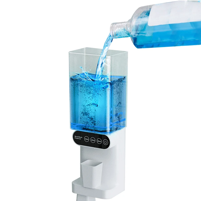 Touch Screen Button Smart Automatic Mouthwash Dispenser With Cup Holder