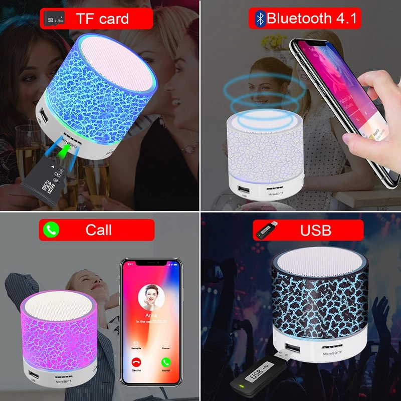 A9 Led Light Flashing Portable Wireless Speaker Gift Mini Speakers For