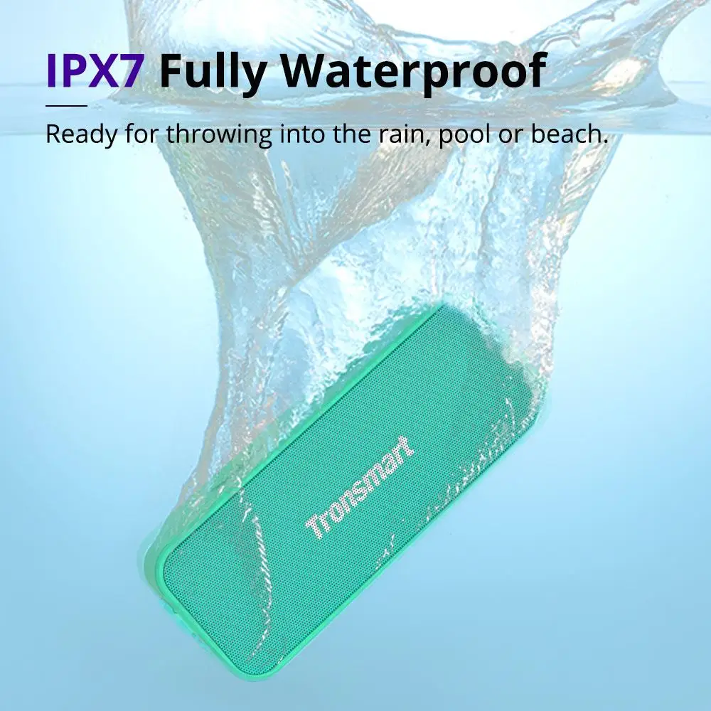 Tronsmart Element T2 Plus Portable Bluetooth 5.0 Speaker IPX7 Waterproof NFC Speakers 15H Playtime with Voice Assistant - ANKUX.COM