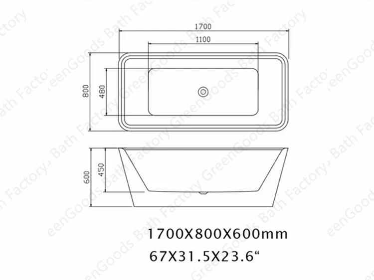 Designer New Freestanding Depth Soaking Hotel Room Tub Exquisite