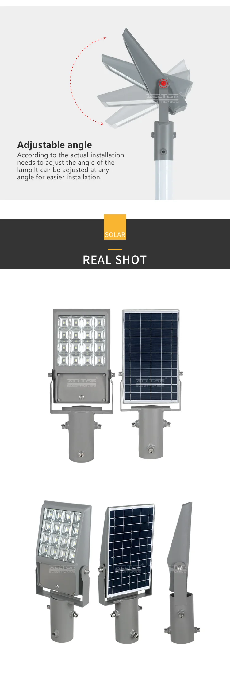 ALLTOP High quality waterproof outdoor 8w 12w integrated led solar floodlight