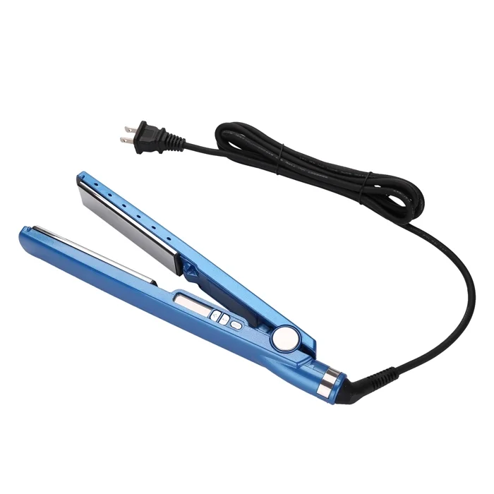 Blue Nano Titanium 5 Temperature Control Hair Straightener 1 3/4 Inch Wide Plate Hair Flat Iron