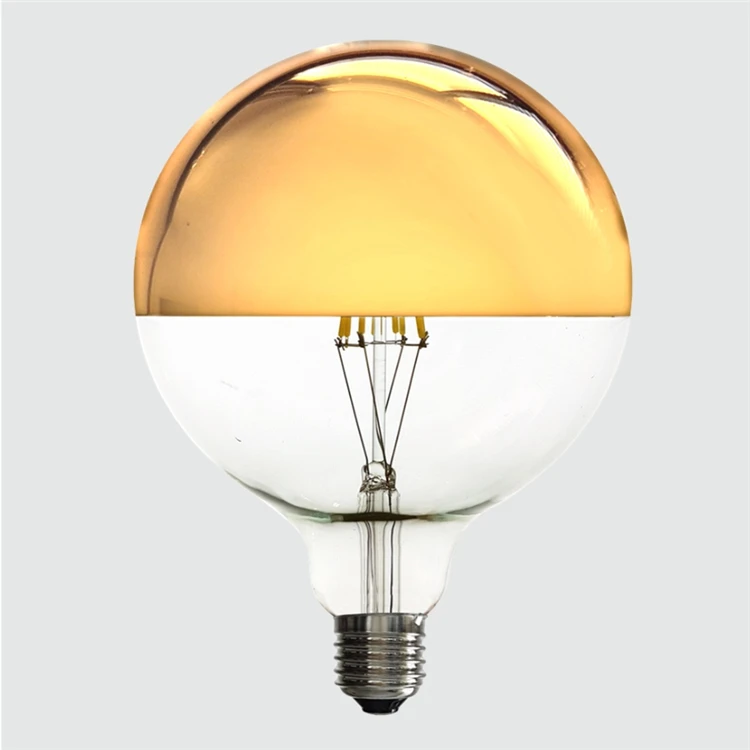 New Energy Efficient LED Light Globe Bulb Crown Mirror Gold Bowl G125 LED  Filament Lamp