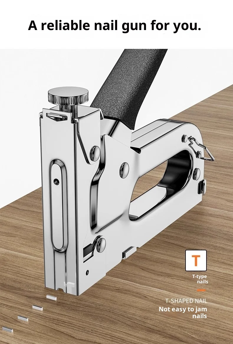 Industrial Grade Iron Manual Brad Nail Gun for Carpentry and Household Use U-shaped Four-use 2 1/2in Nail Capacity