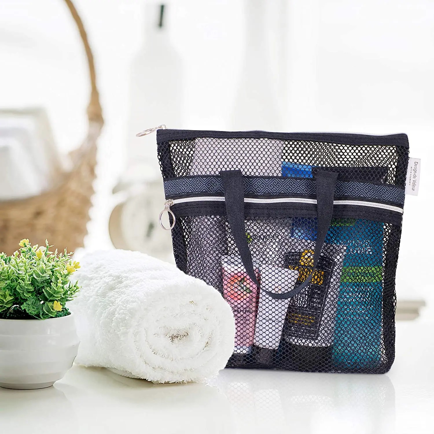 Mesh Shower Caddy Quick Dry Tote Bag Portable Lightweight Hanging Toiletry and 