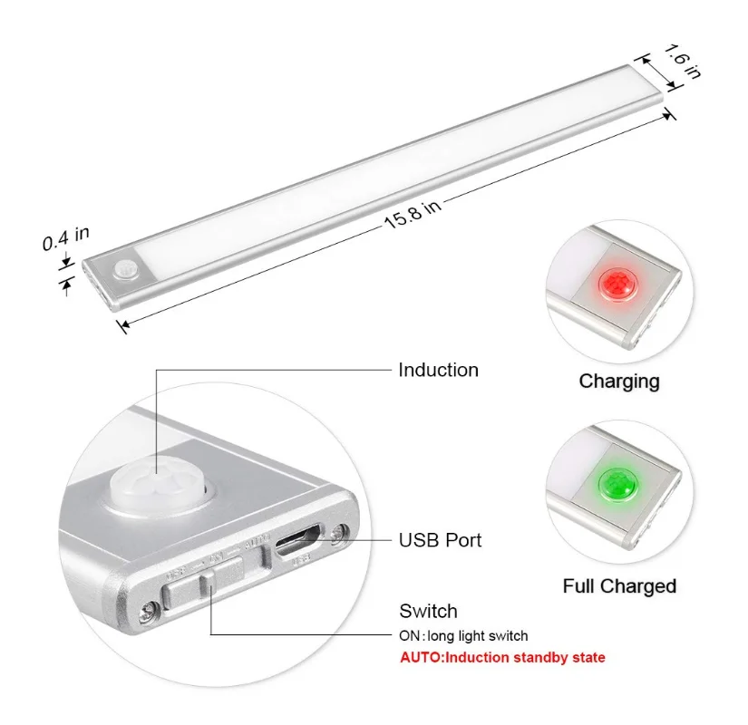 Ultra Slim Usb Interior Cupboard Cabinet Wardrobe Wall Chest 76 Leds PIR Motion Sensor Wireless Led Night Lights