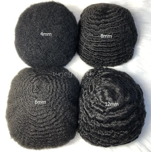 

Indian human hair replacement afro wave man unit 8mm 12mm full swiss lace based toupees for black men