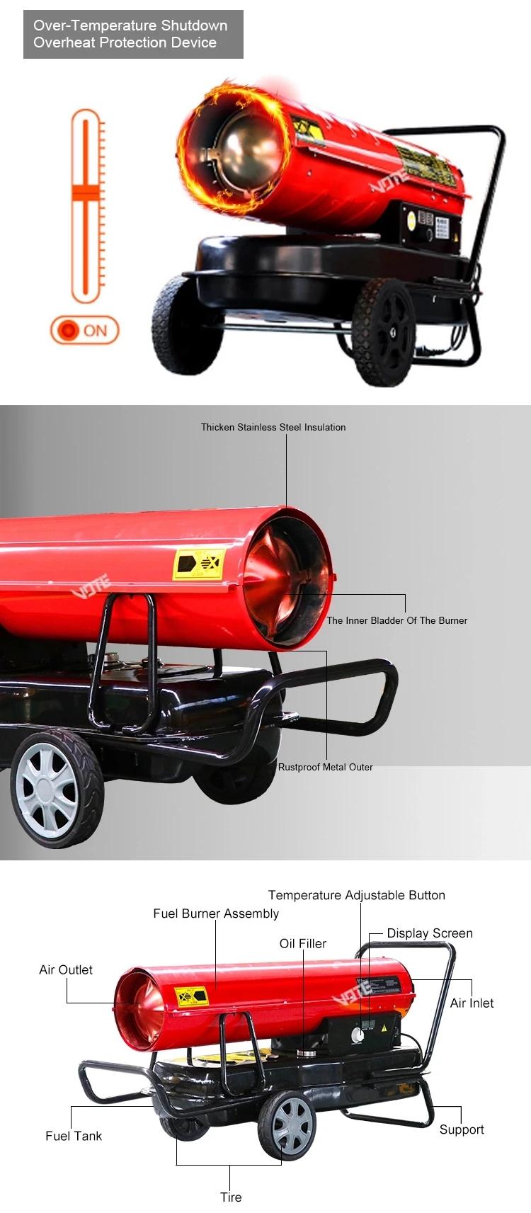 Freestanding Heating Electric New Industrial Diesel air Heater Portable Heater Industrial Air Heater