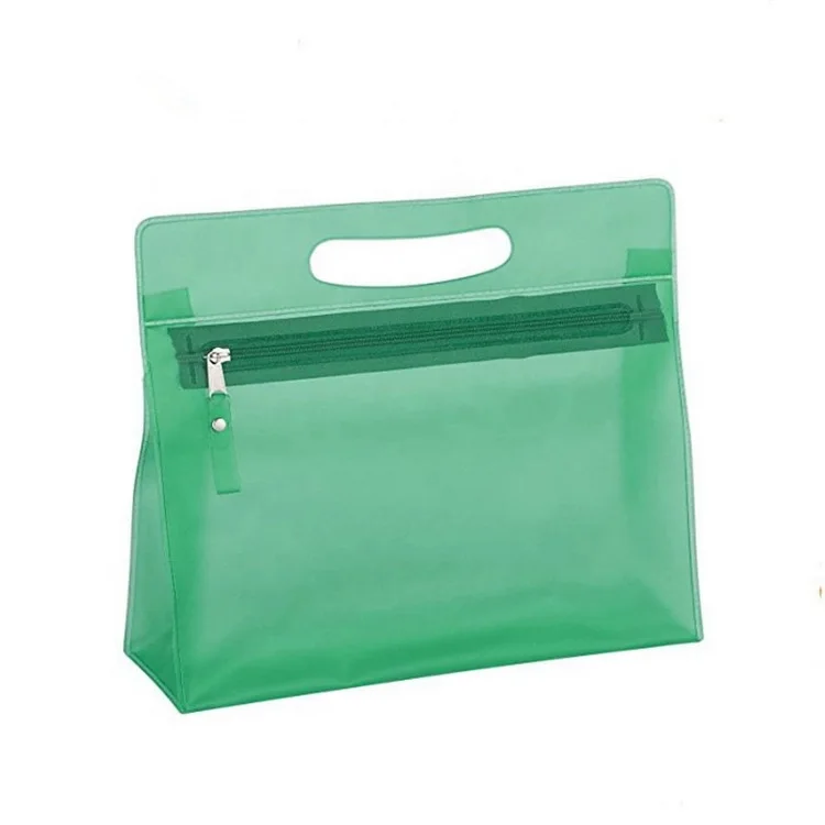 Clear Translucent Pvc Plastic Zippered Cosmetic Toiletry Bag Bolsa De