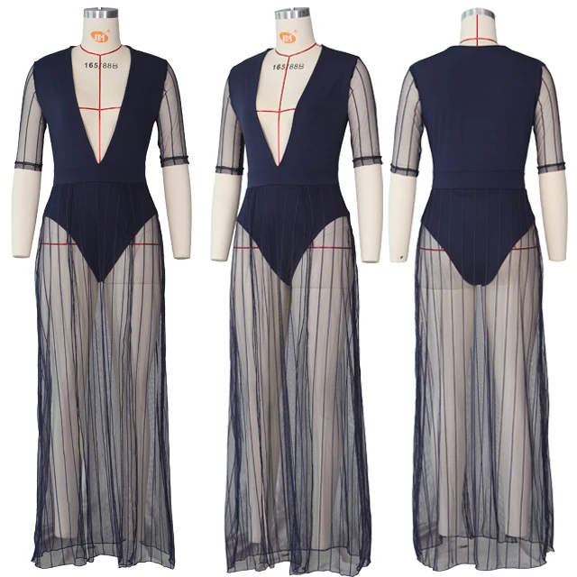 vestido longo transparente nas pernas