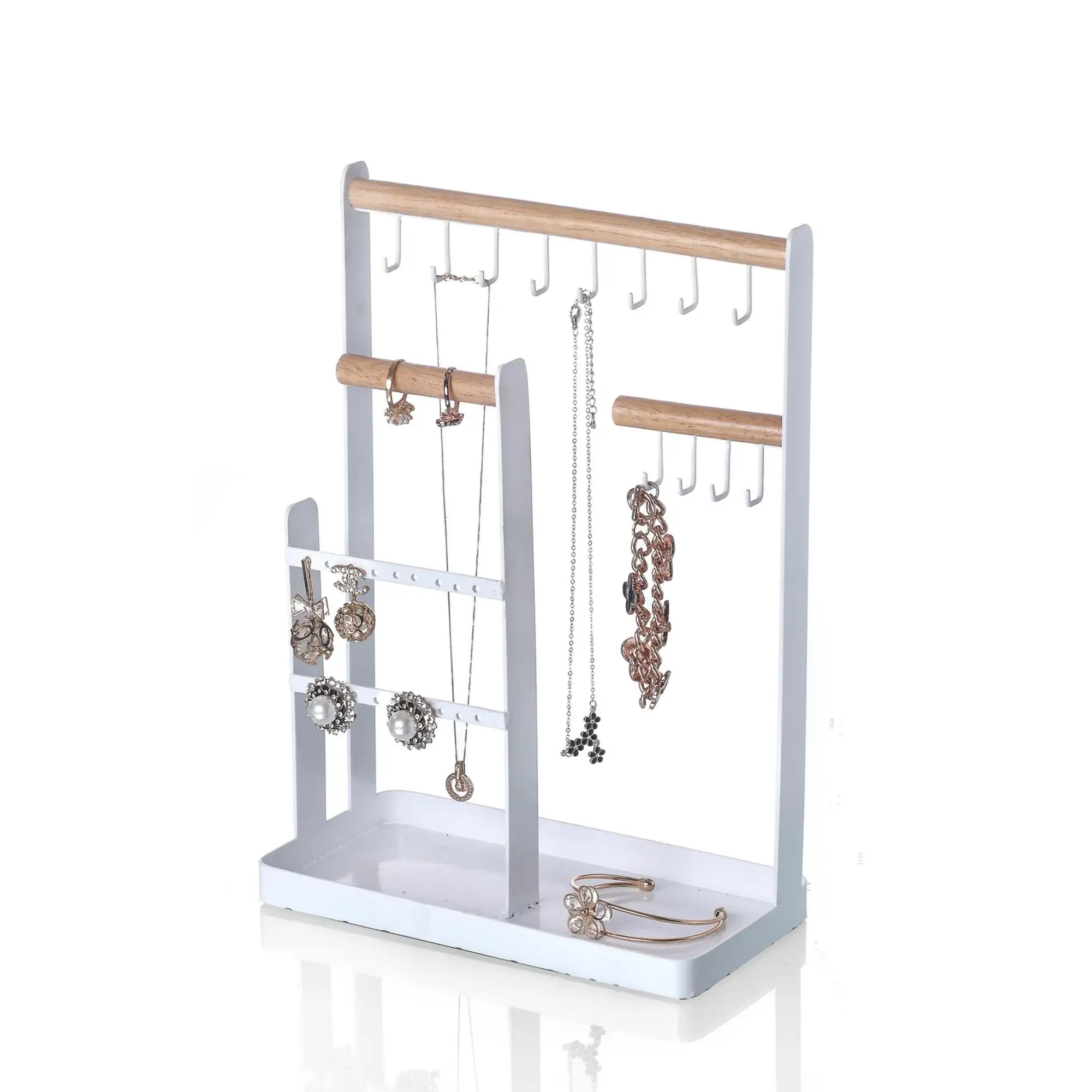 White Metal Wood Jewelry Organizer Display Rack Buy Jewelry Organizer