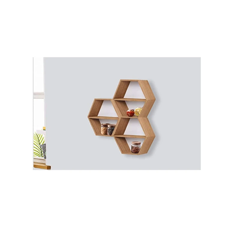  wall mounted hexagonal floating shelves