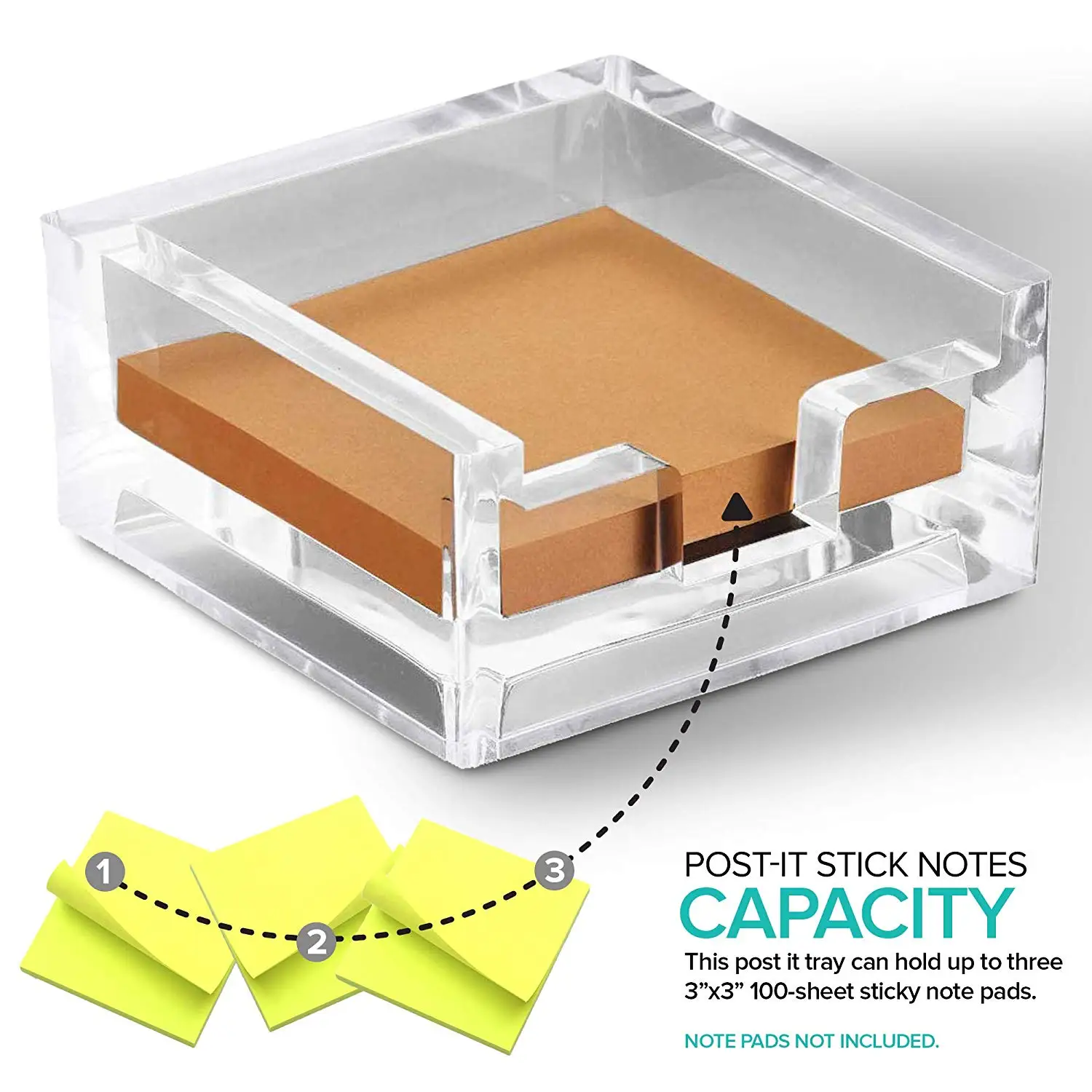 Acrylic Crystal Clear Modern Innovations 3 X 3 Sticky Note Pad Holder