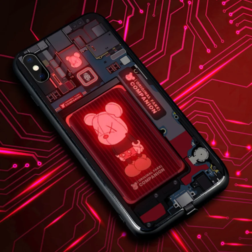 2020 Led Luminous Tempered Glass Night Light Phone Case For Iphone 11