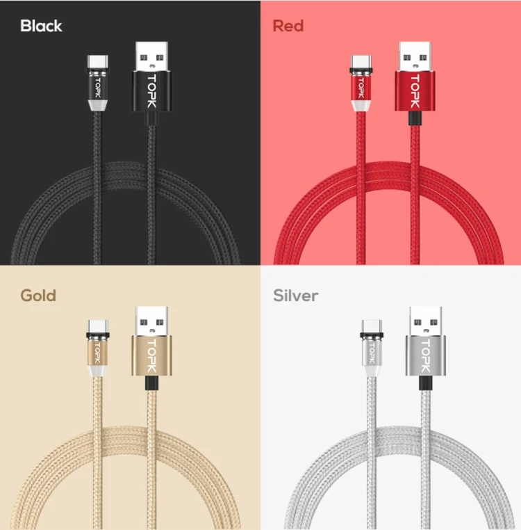 Free Shipping Micro USB Type C 8-Pin Magnetic Charging Cable for iPhone Samsung