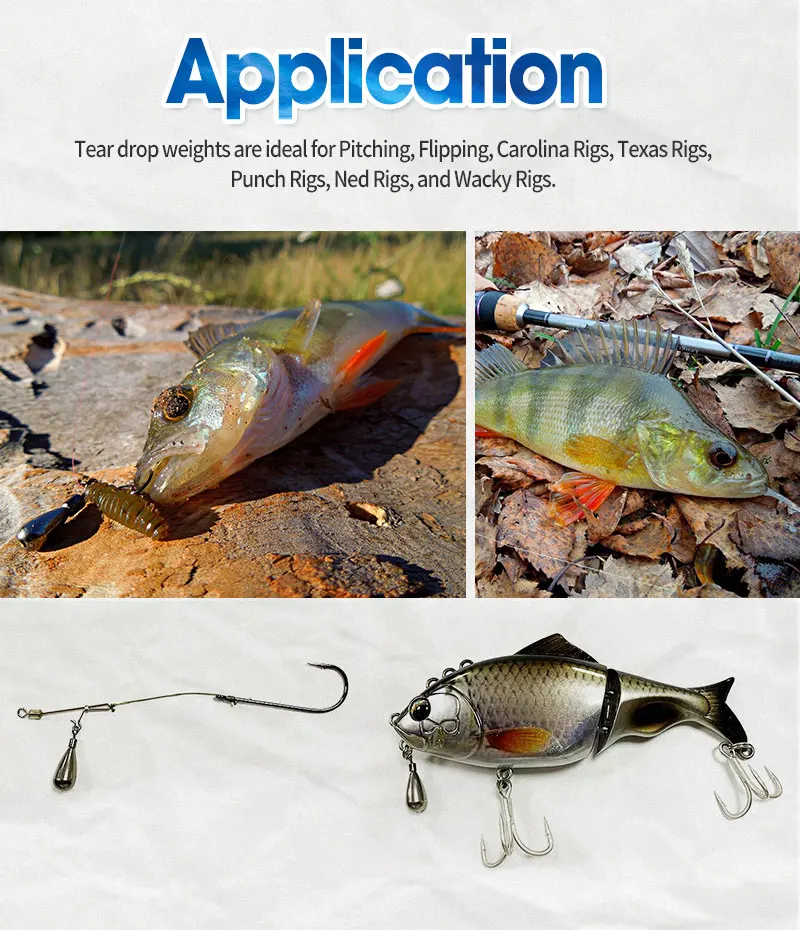 Bulk Multiple Sizes Fishing Sinker Tungsten Tear Drop Shot Weights