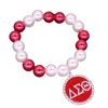 Group Promotion Gift Jewelry Custom Stretch Pearl Greek Letter DST Pendant Charm Delta Sigma Theta Bracelets Bangles For Women