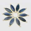 LS-D1288 Newest Hot natural blue kyanite connector 24k gold plated double loops blue kyanite connector pendant
