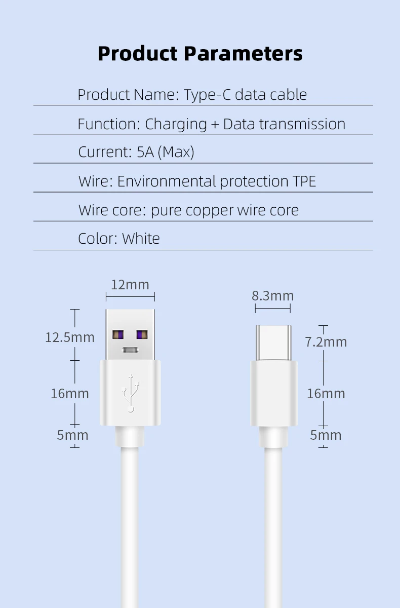 Wholesale 5A TPE Fast Charging USB C Charge Data cable super quick charge cheap price 5A Type C phone Charger Cable usb