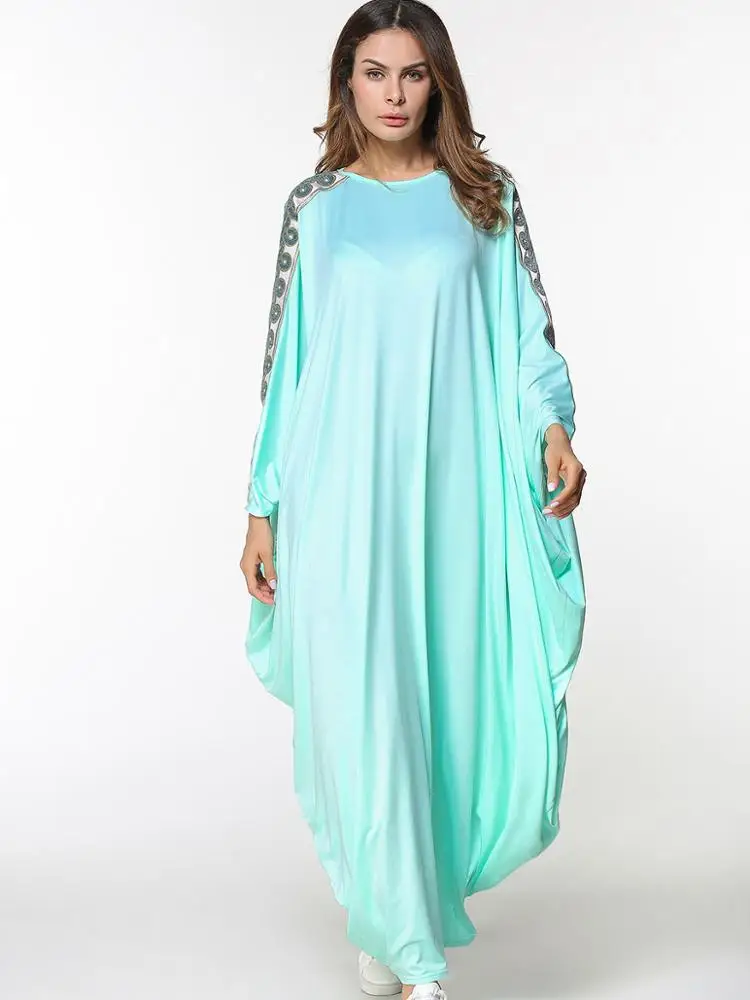 Women's Long Skirt Kaftan Luxurious Seamless Embroidered Abaya Muslim ...