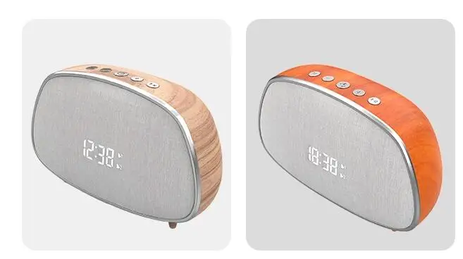New arrival hot sale wood portable customized logo printed wireless bluetooths alarm clock speaker - ANKUX.COM